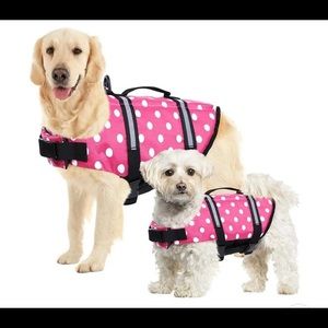 Polka-dotted Dog Life Jacket!